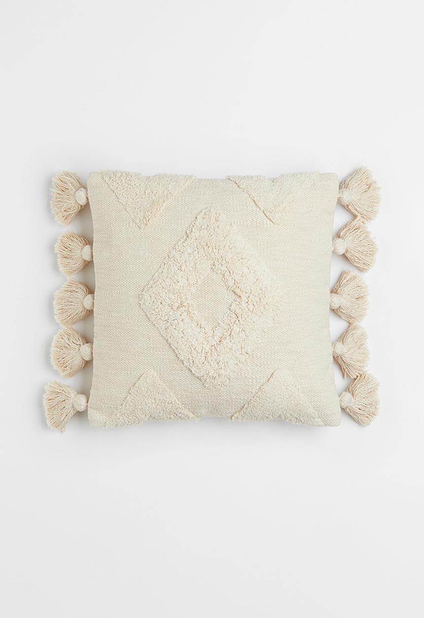 H&M - Cushion cover with tassels - beige