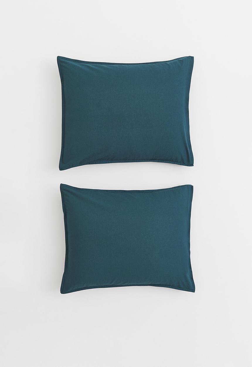 H&M - 2-pack cotton pillowcases - blue/turquoise