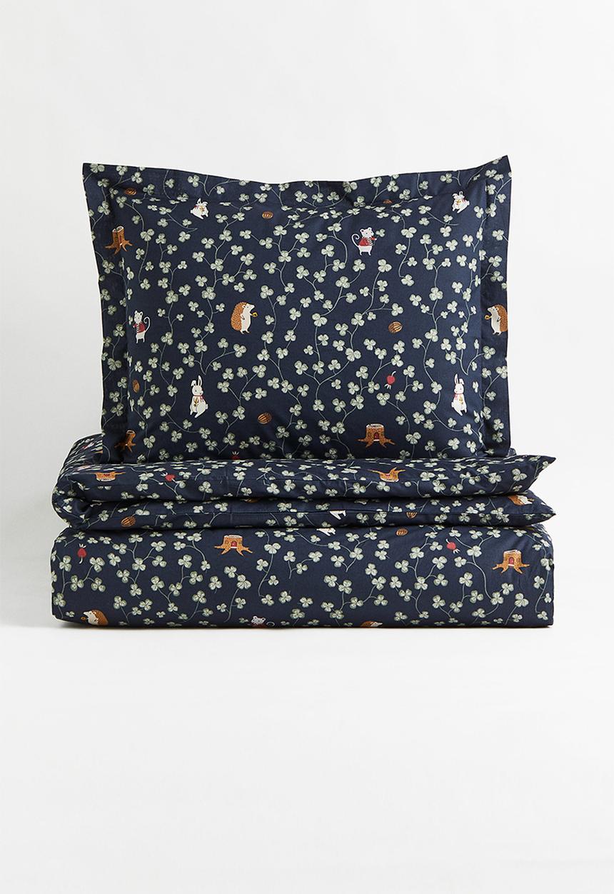 H&M - Patterned single duvet cover set - blue/multi