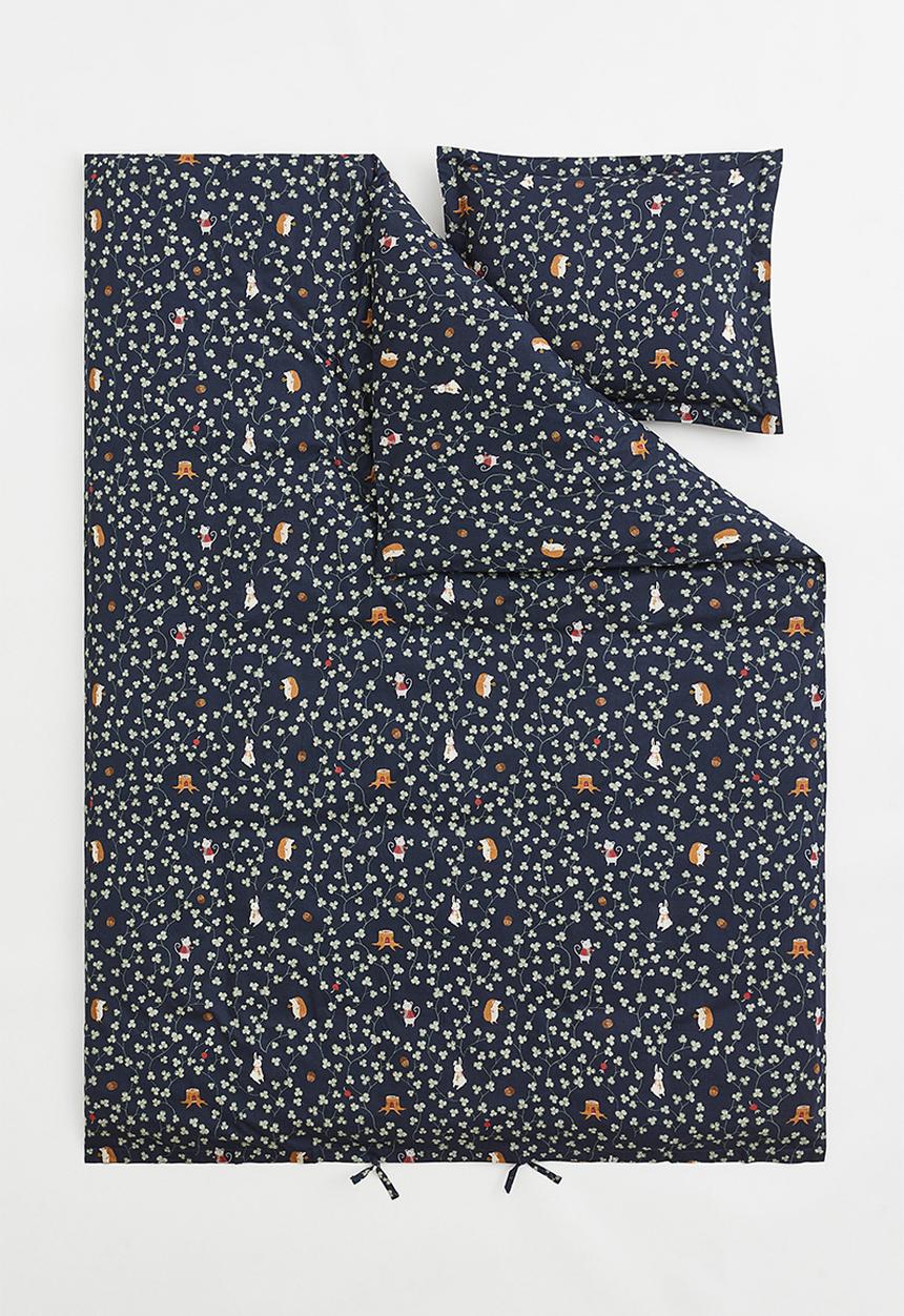 H&M - Patterned single duvet cover set - blue/multi
