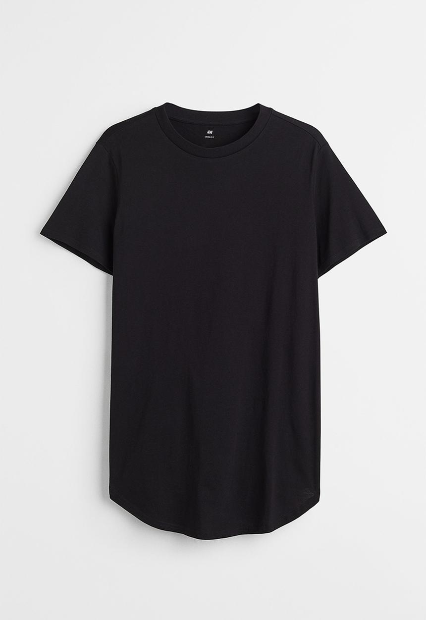 H&M - T-shirt long fit - black