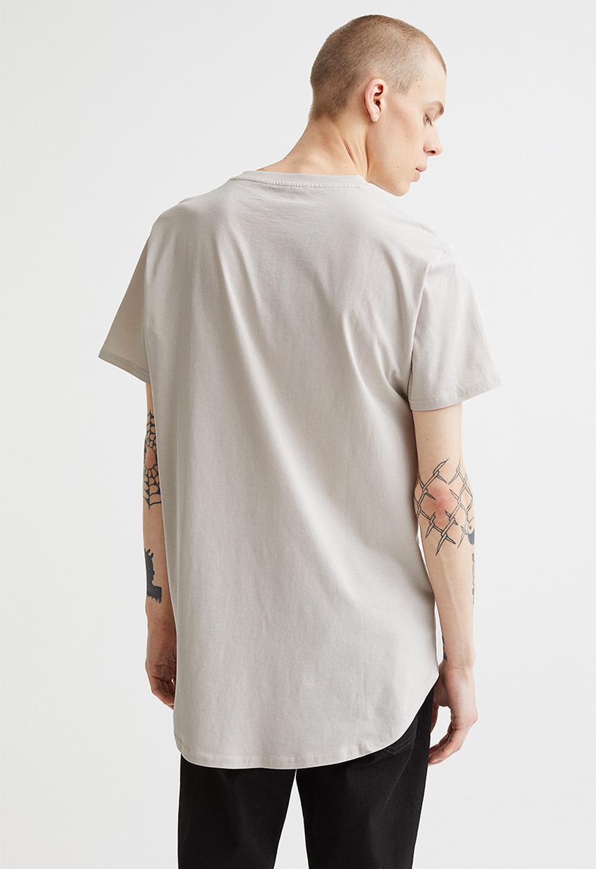 H&M - T-shirt long fit - light greige