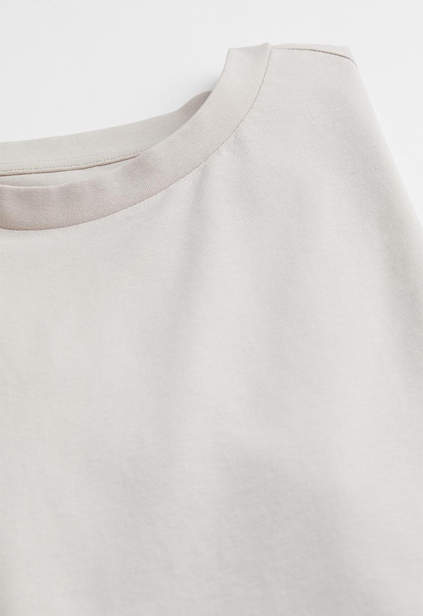 H&M - T-shirt long fit - light greige