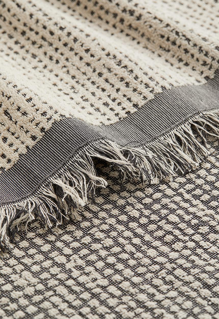 H&M - Textured cotton hand towel - beige/multi