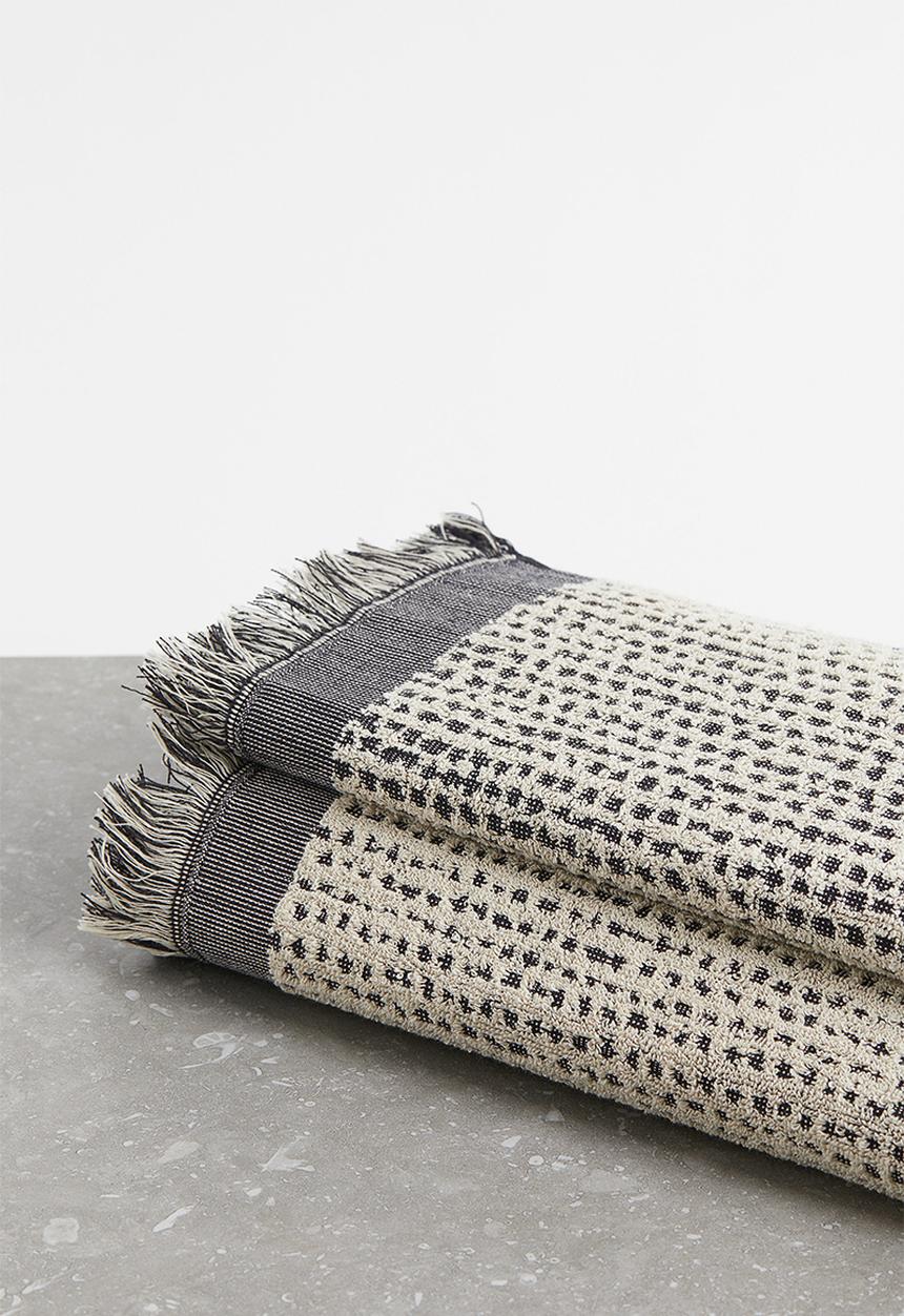 H&M - Textured cotton hand towel - beige/multi