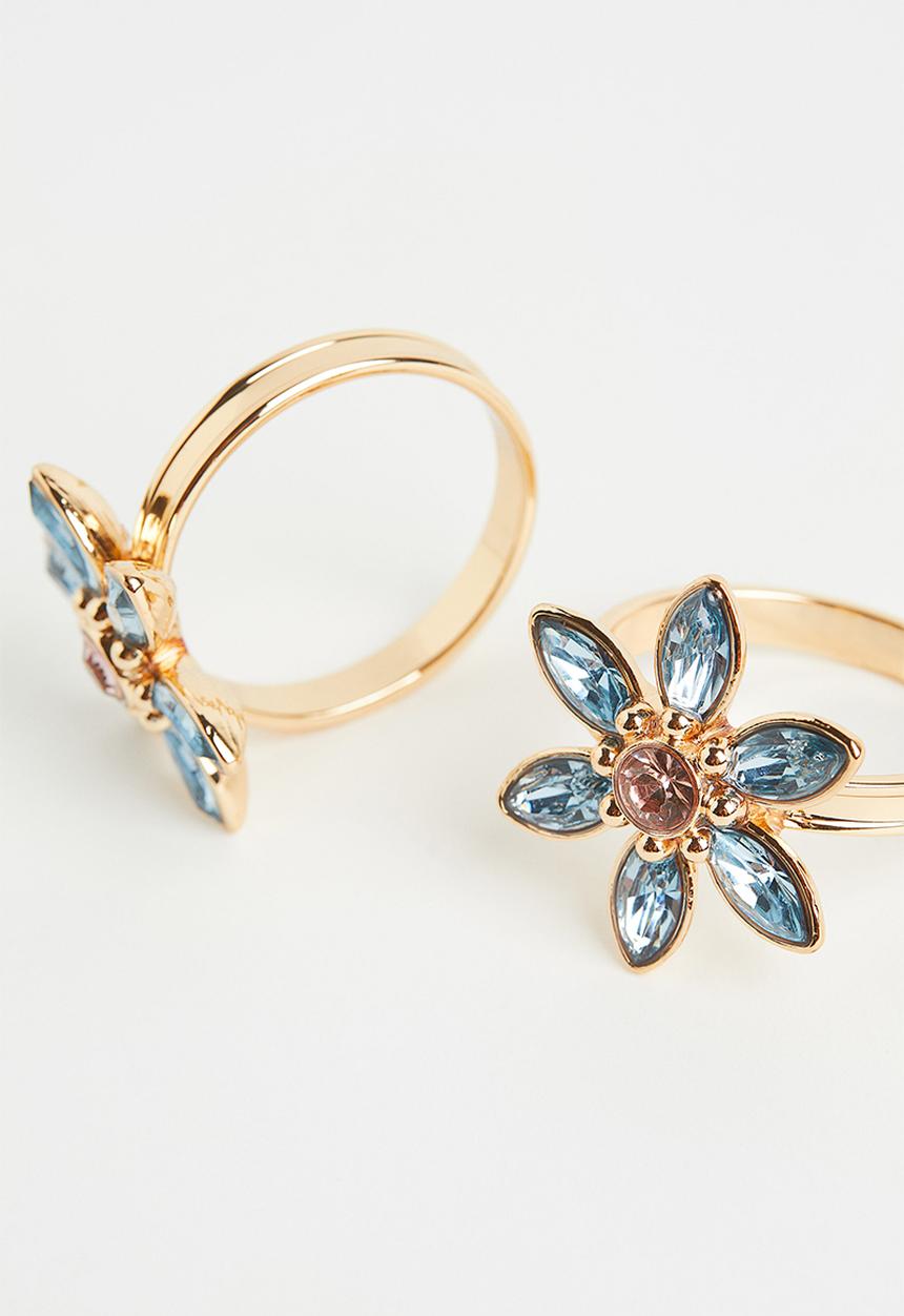 H&M - 2-pack napkin rings - blue/gold/multi