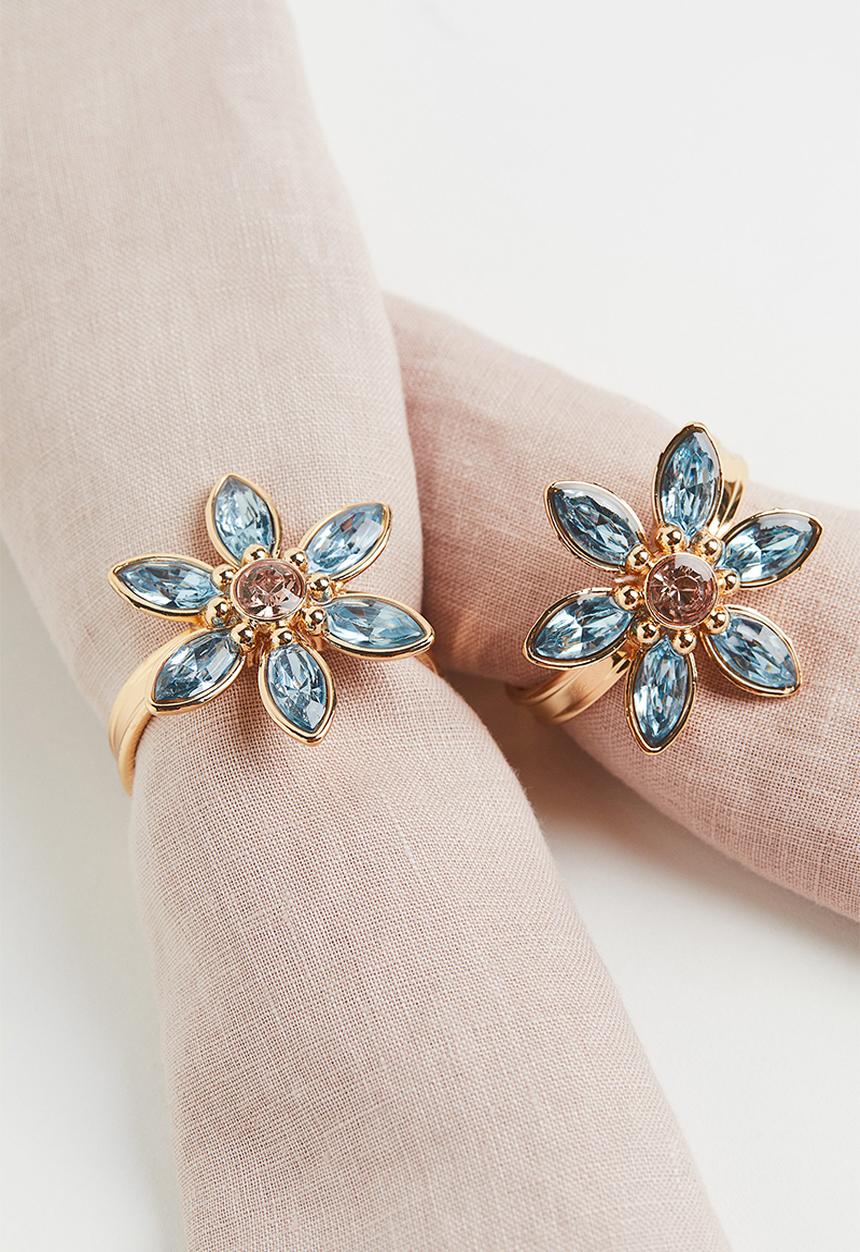 H&M - 2-pack napkin rings - blue/gold/multi