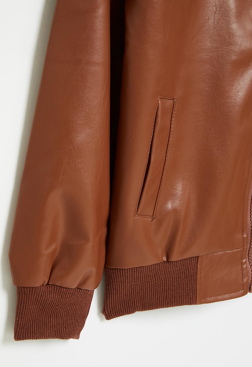 Pop Candy - Faux leather jacket - brown