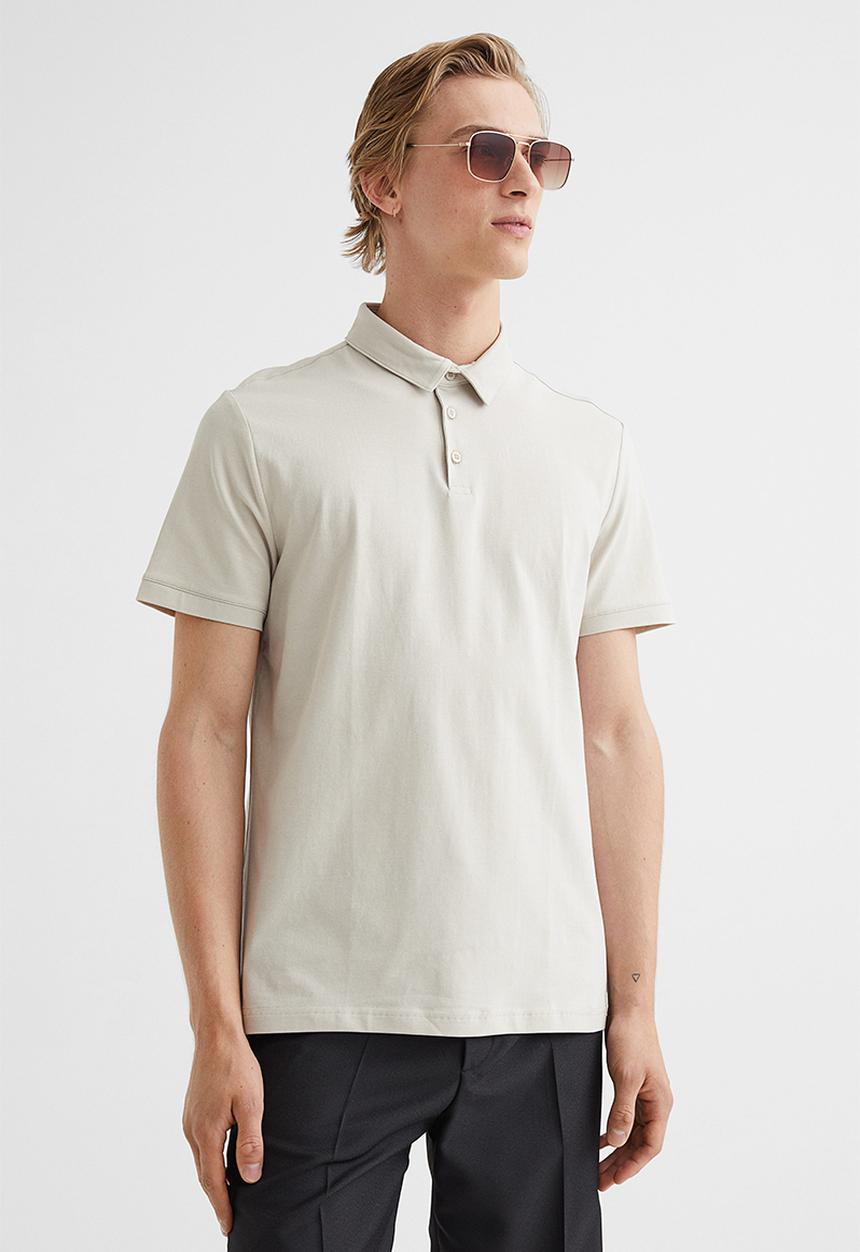 H&M - Slim fit polo shirt - light beige