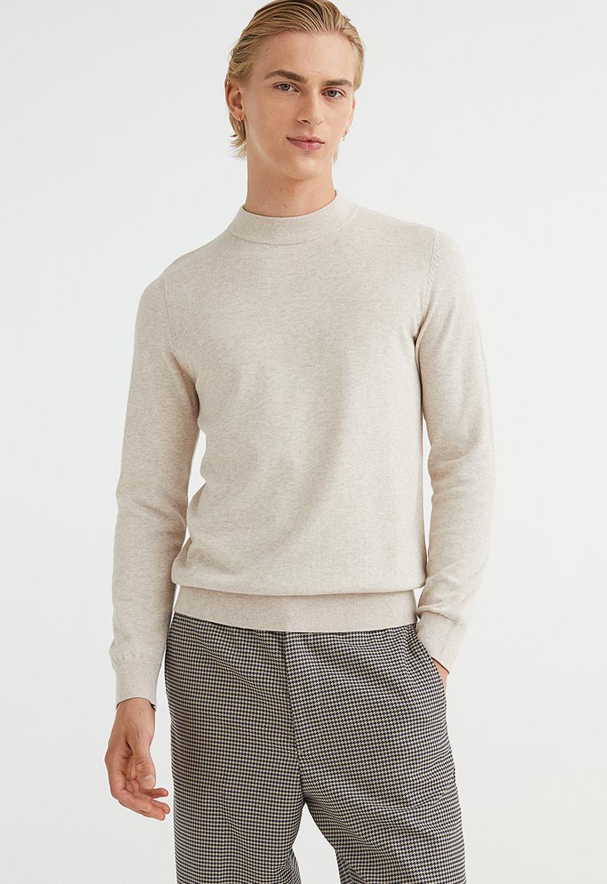 H&M - Slim fit fine-knit turtleneck jumper - light beige