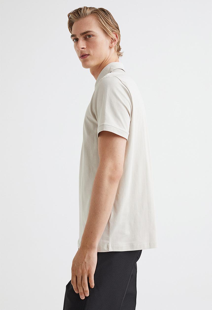 H&M - Slim fit polo shirt - light beige