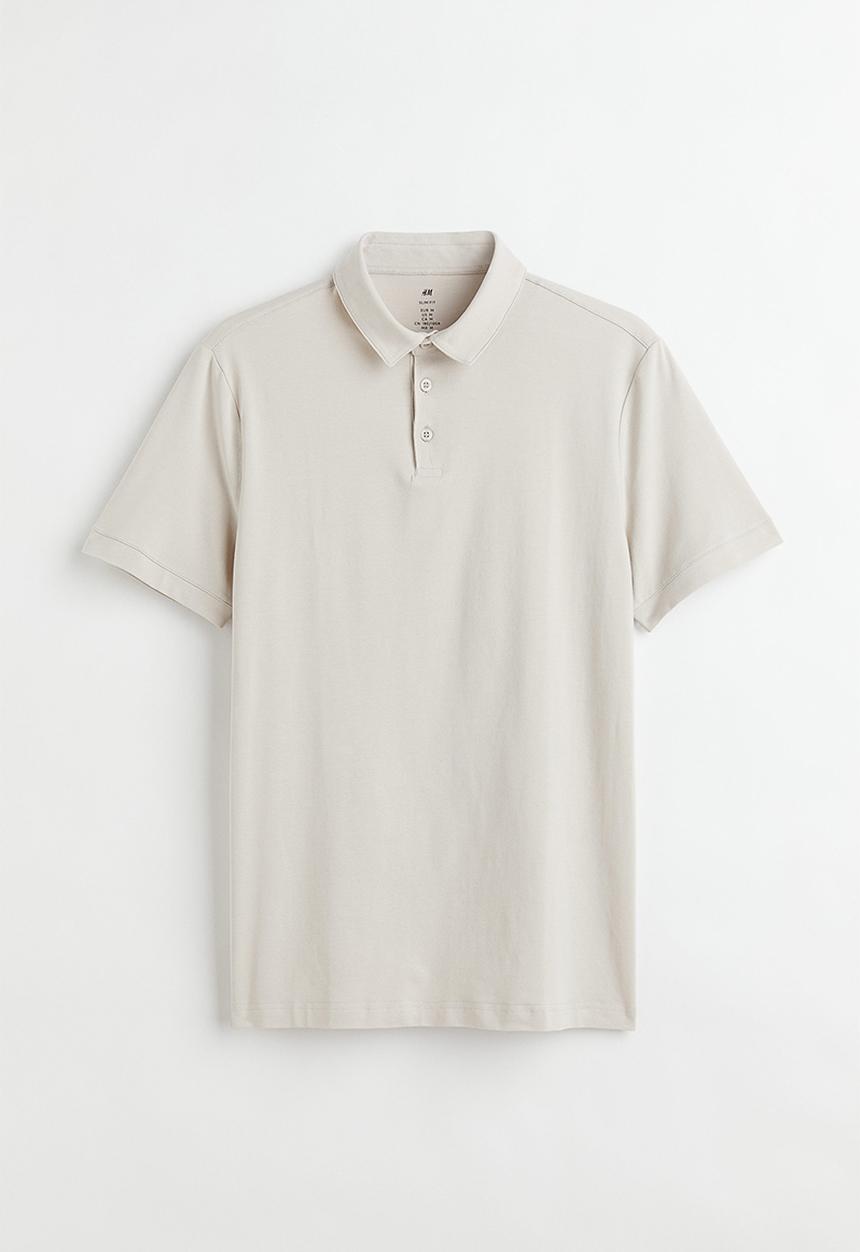 H&M - Slim fit polo shirt - light beige