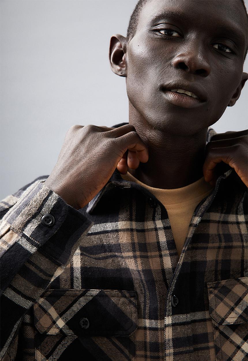 H&M - Relaxed fit overshirt - black/checked