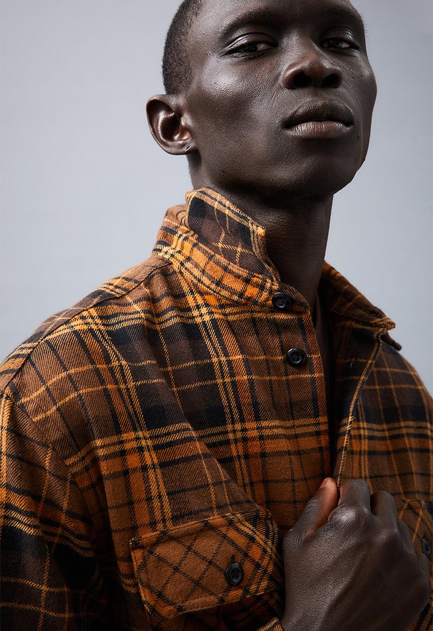 H&M - Relaxed fit overshirt - brown/checked