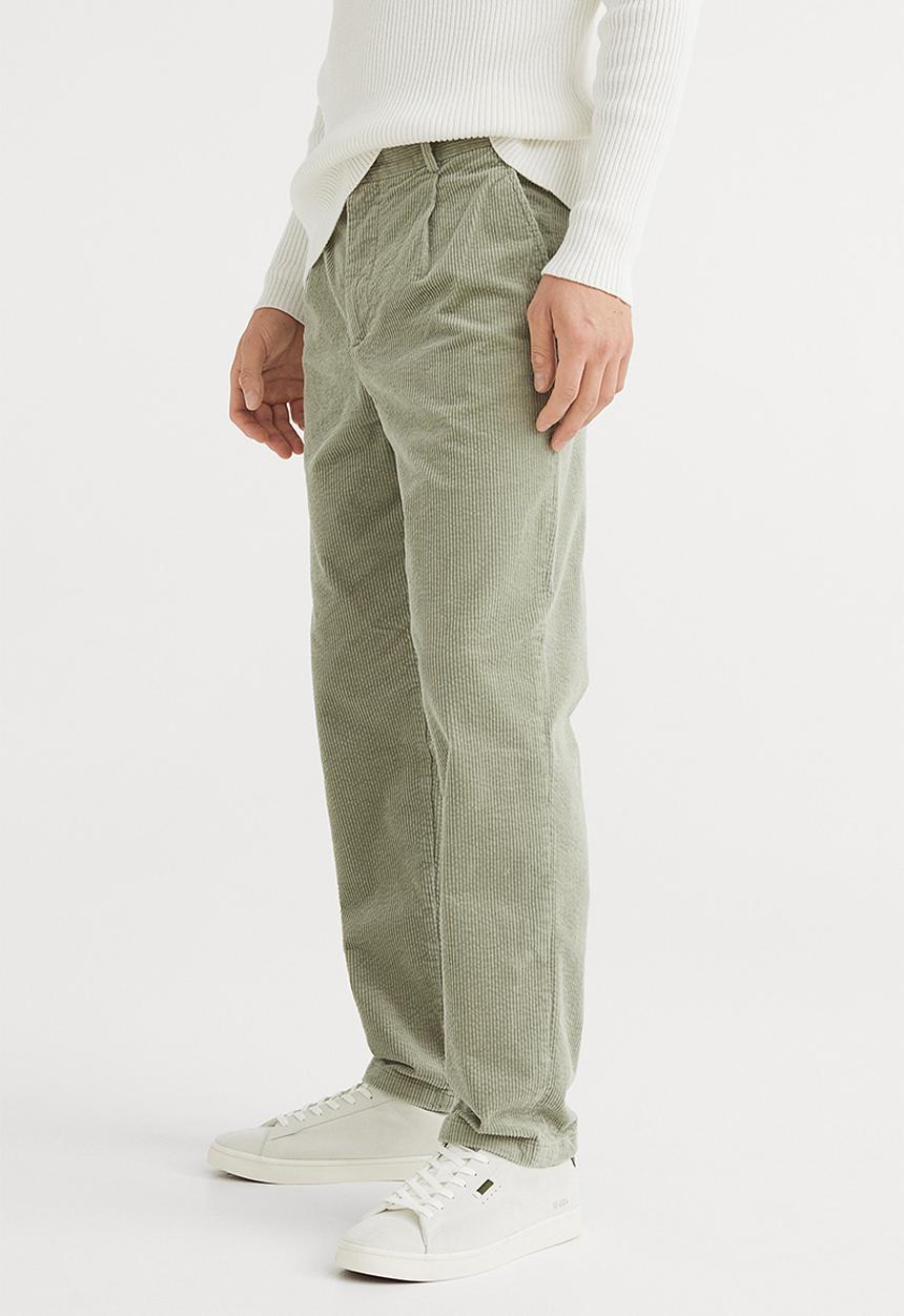 H&M - Regular fit corduroy trousers - light khaki green