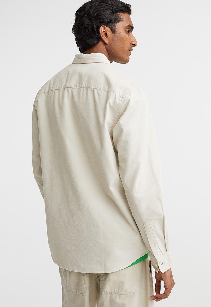 H&M - Regular fit corduroy shirt - cream