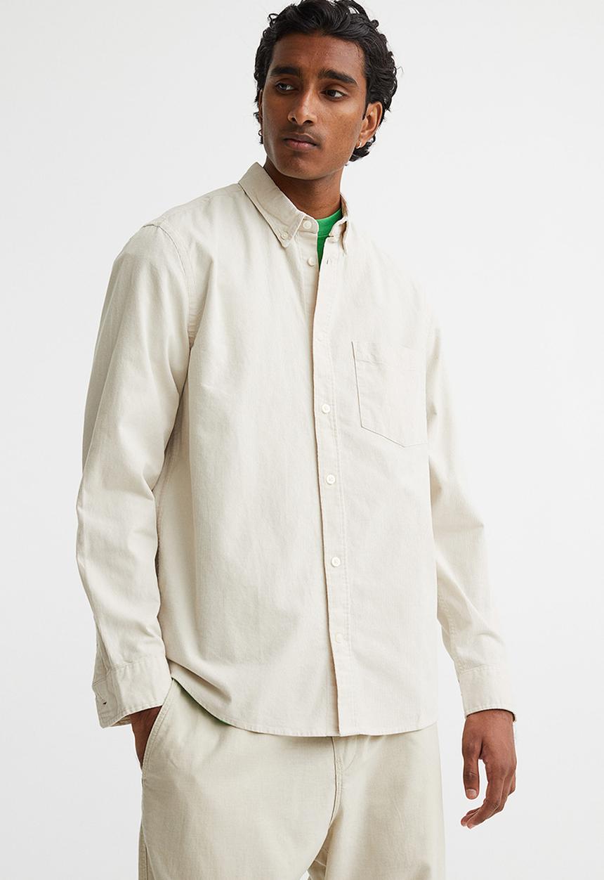 H&M - Regular fit corduroy shirt - cream