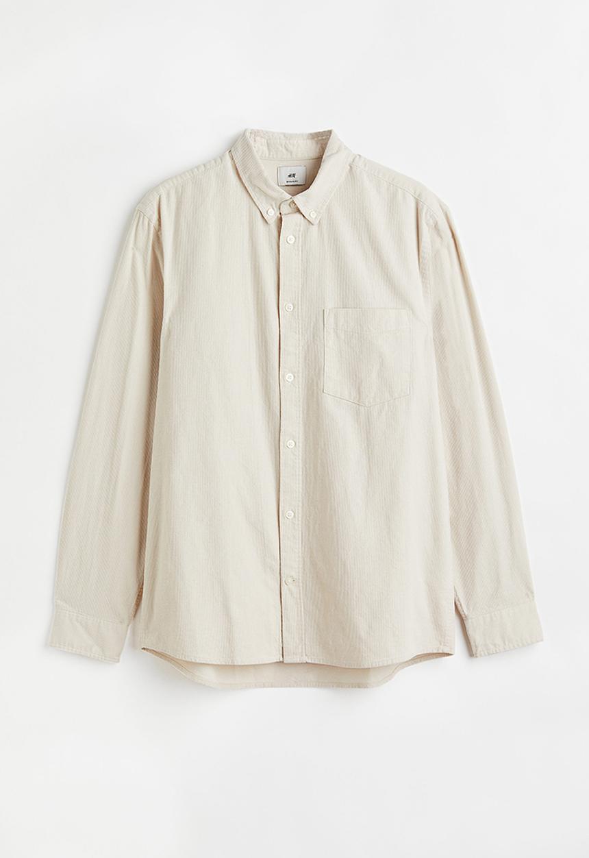 H&M - Regular fit corduroy shirt - cream