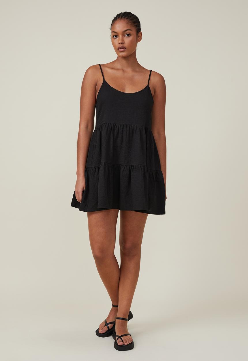 Cotton On - Summer tiered mini dress - black