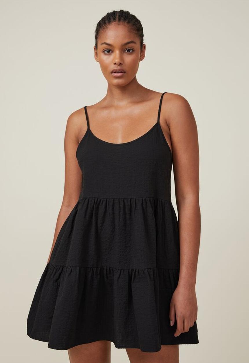 Cotton On - Summer tiered mini dress - black