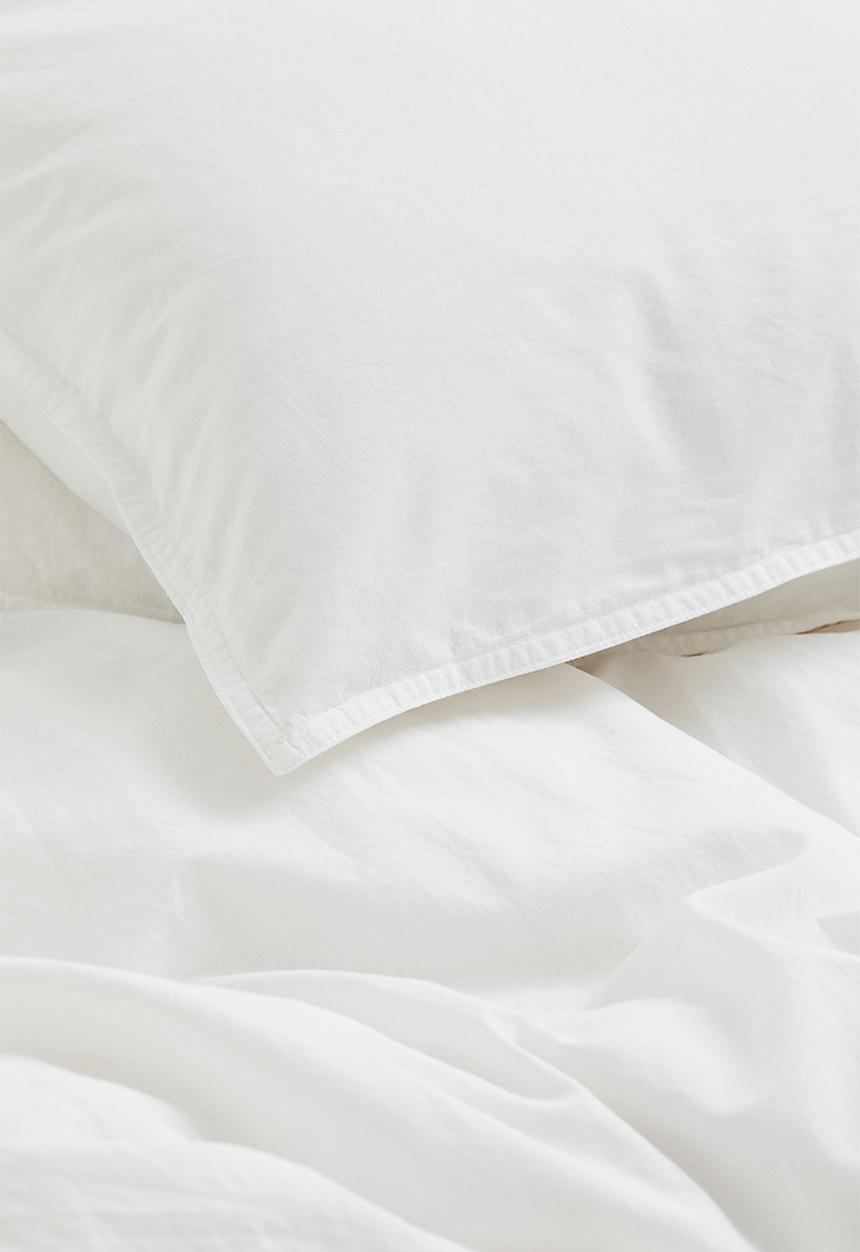 H&M - Washed cotton duvet cover set - white