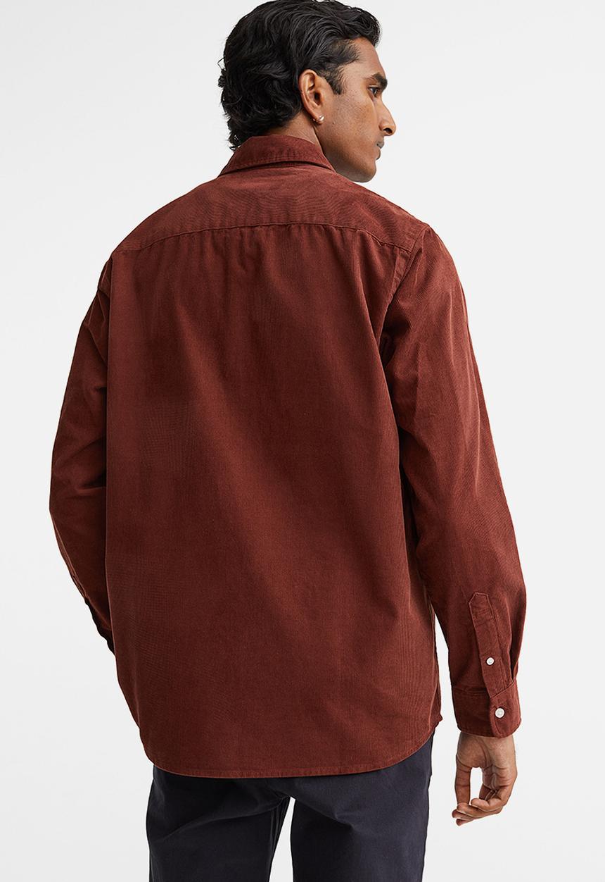 H&M - Regular fit corduroy shirt - rust red