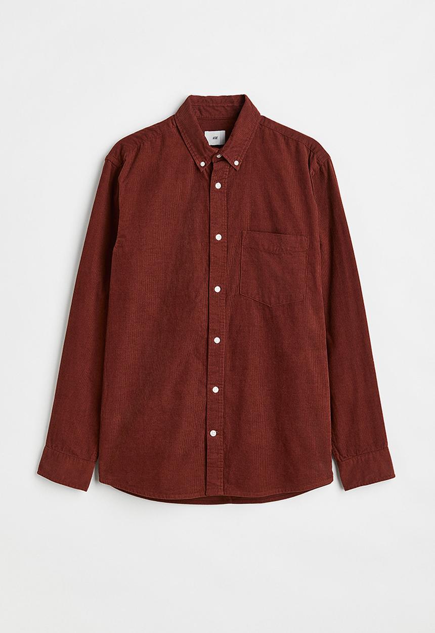 H&M - Regular fit corduroy shirt - rust red
