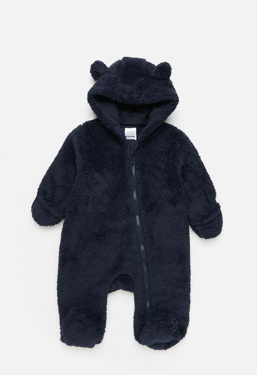 Pop Candy - Fluffly babygrow with ears - navy
