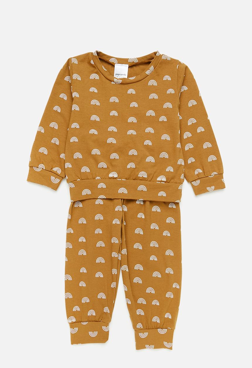Pop Candy - Baby rainbow jogger & sweatshirt set - tan
