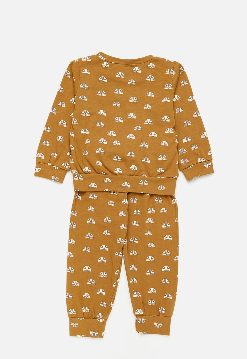 Pop Candy - Baby rainbow jogger & sweatshirt set - tan