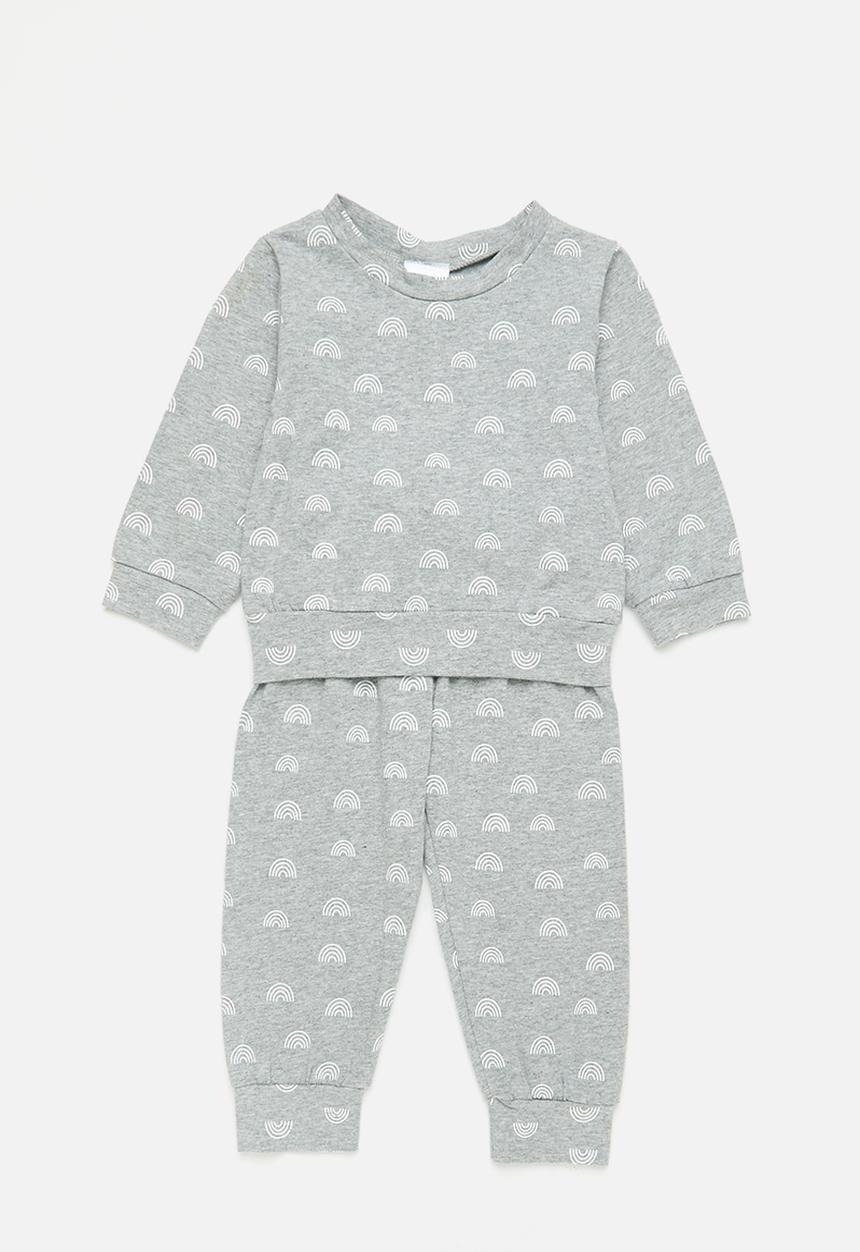 Pop Candy - Baby rainbow jogger & sweatshirt set - grey