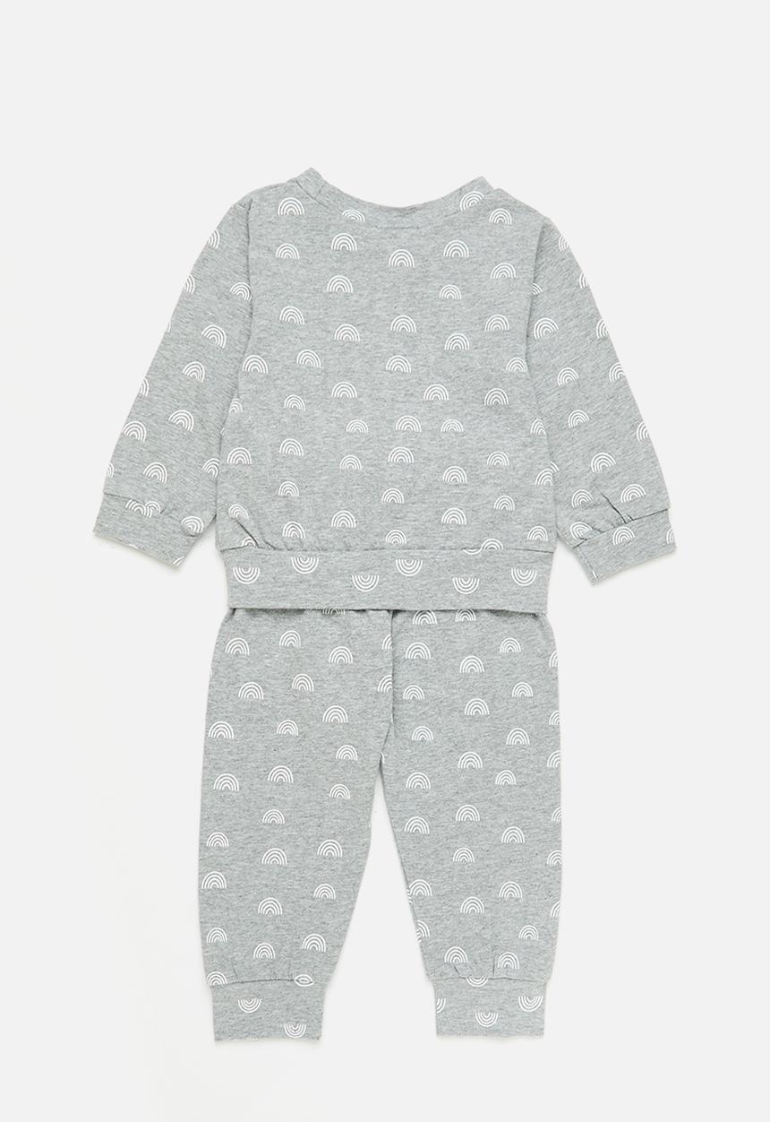 Pop Candy - Baby rainbow jogger & sweatshirt set - grey