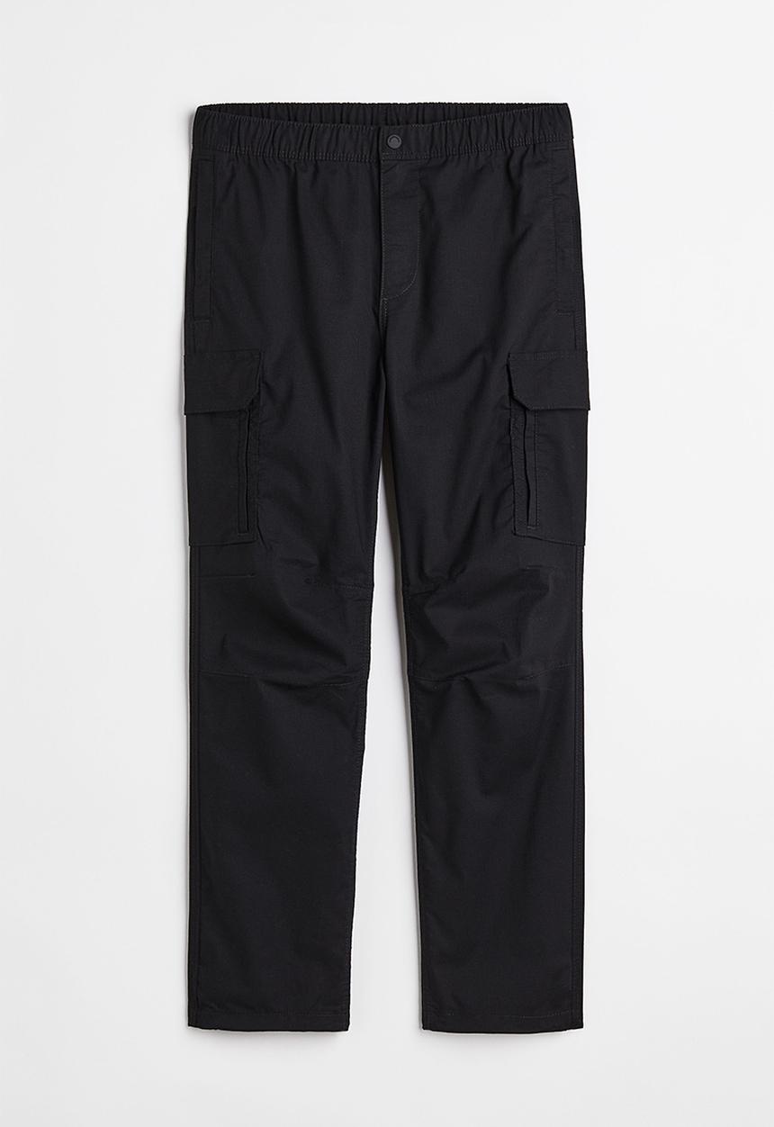 H&M - Regular fit ripstop cargo trousers - black