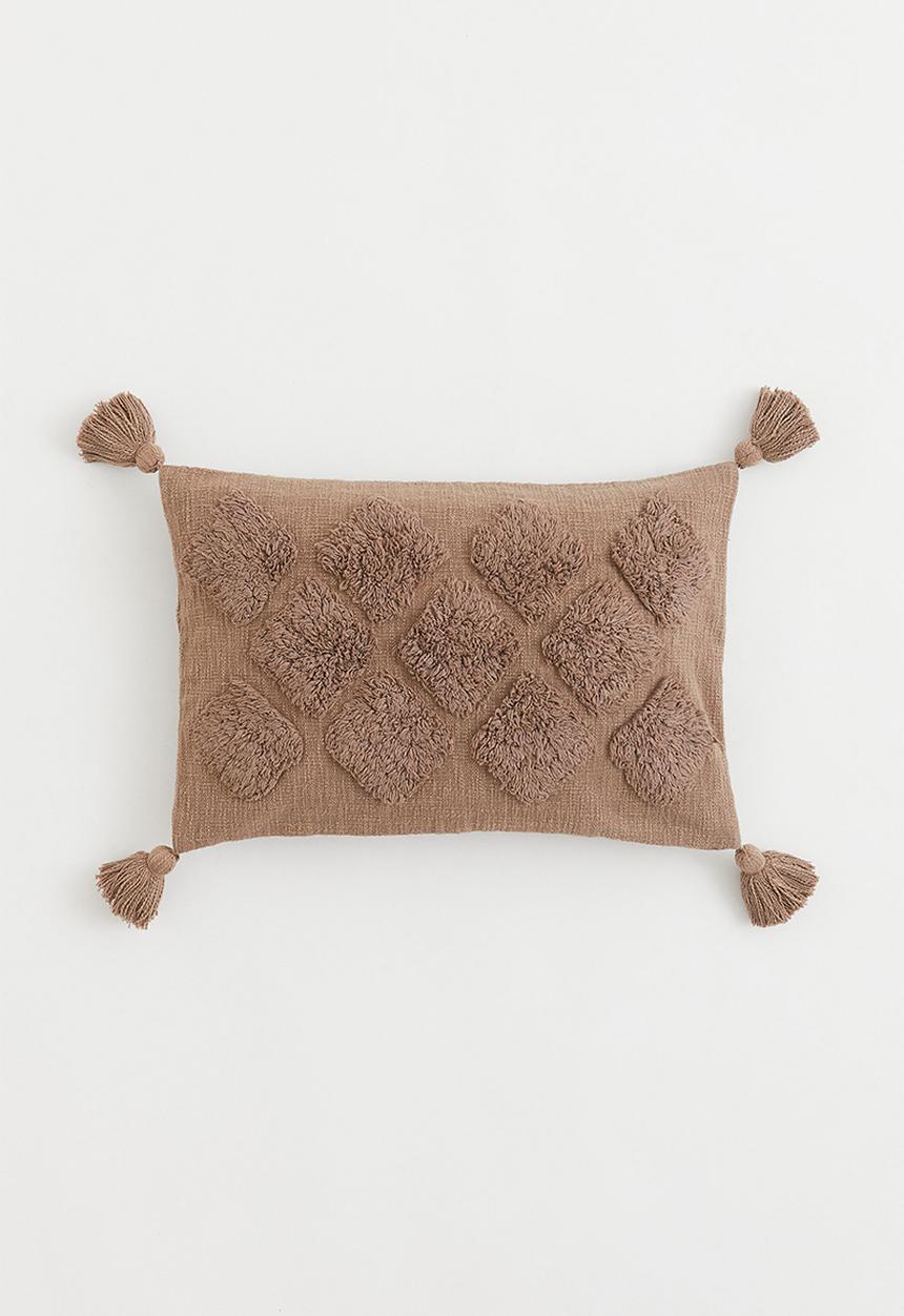 H&M - Tasselled cushion cover - beige/grey