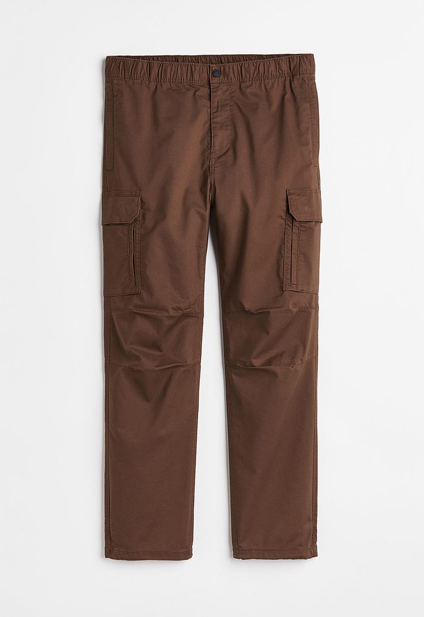 H&M - Regular fit ripstop cargo trousers - dark brown