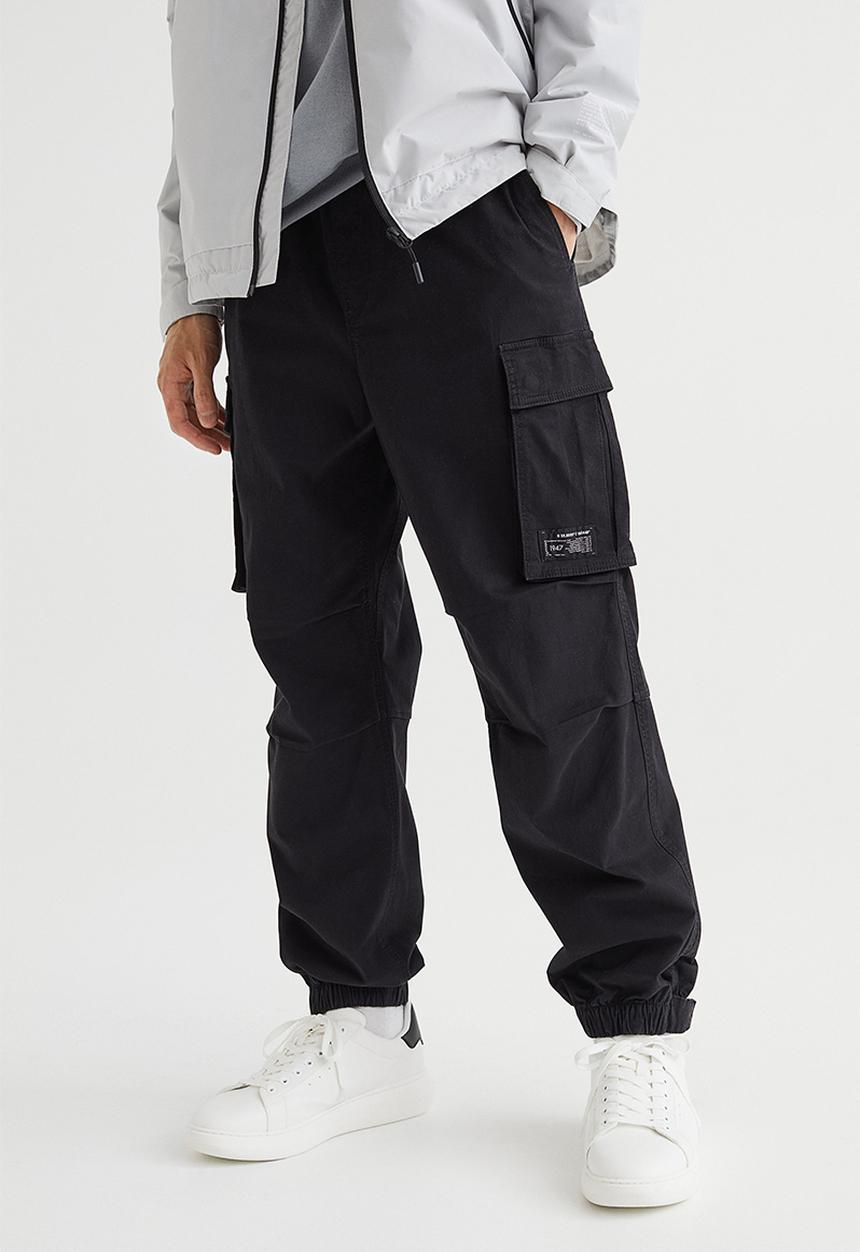 H&M - Relaxed fit cotton cargo joggers - black