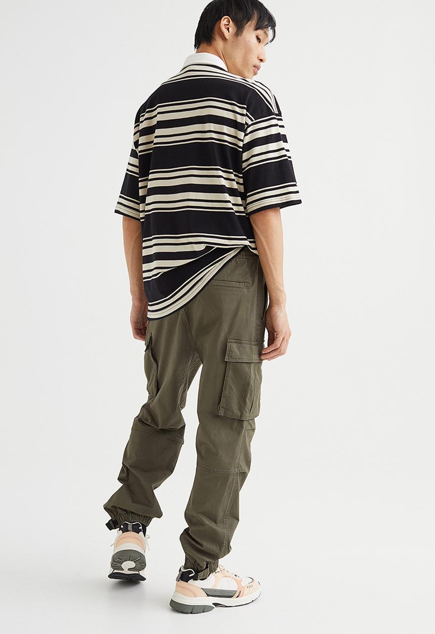 H&M - Relaxed fit cotton cargo joggers - khaki green