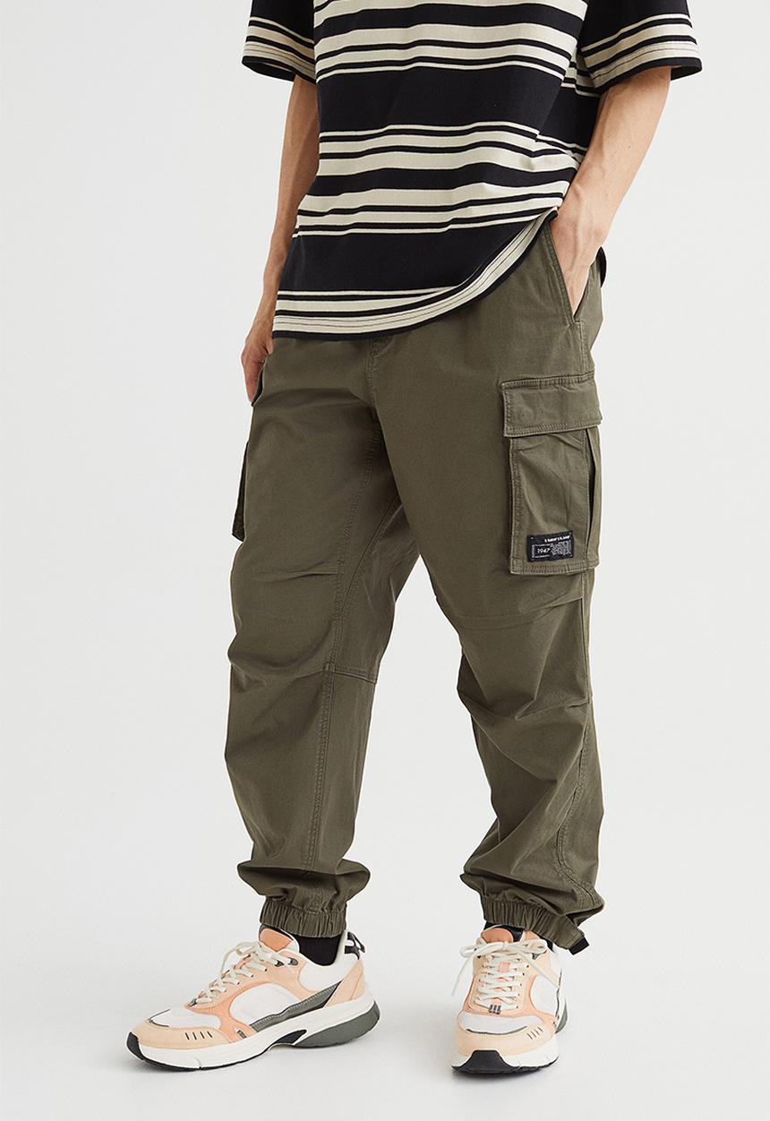 H&M - Relaxed fit cotton cargo joggers - khaki green