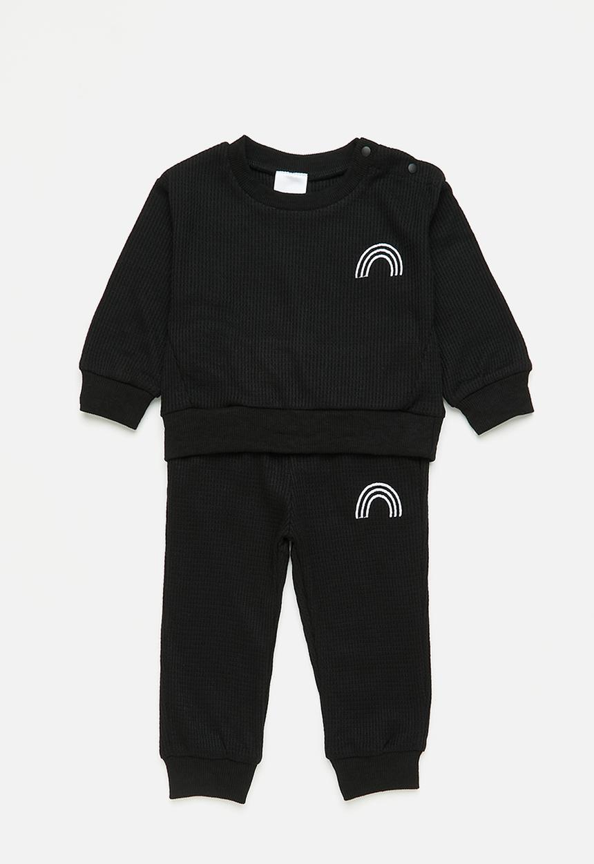 Pop Candy - Baby rainbow jogger & sweatshirt set - black