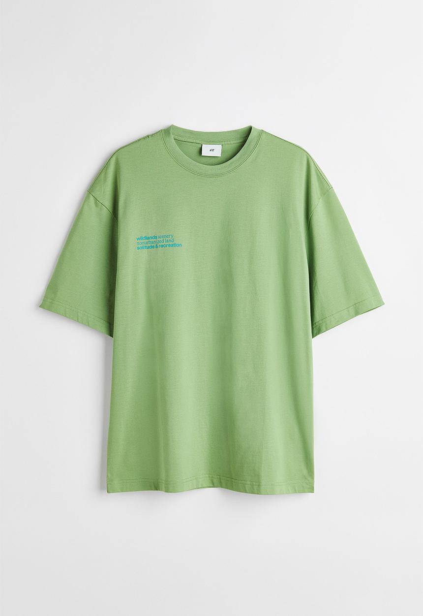 H&M - Relaxed fit printed T-shirt - light green/mountains