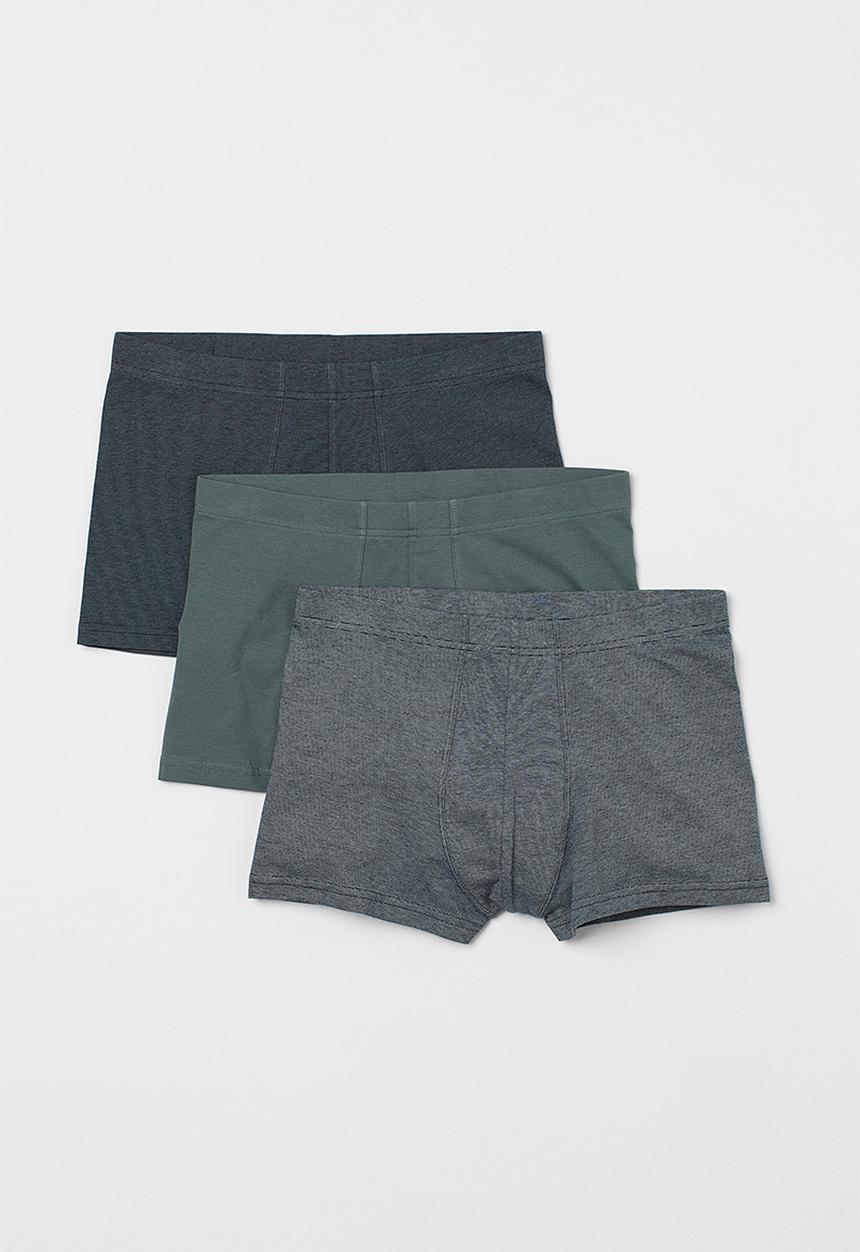 H&M - 3 Pack short cotton trunks - dark green