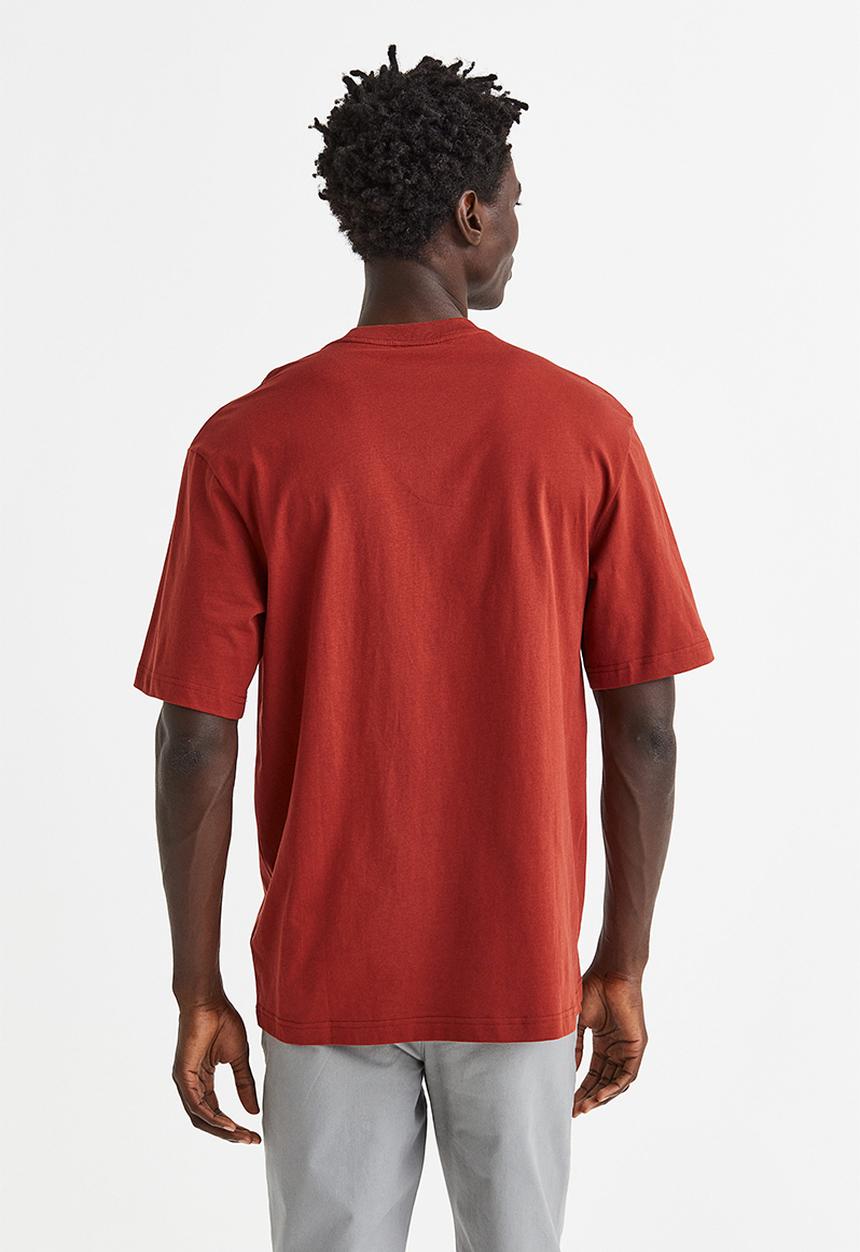 H&M - Relaxed fit printed T-shirt - rust red/new nerve