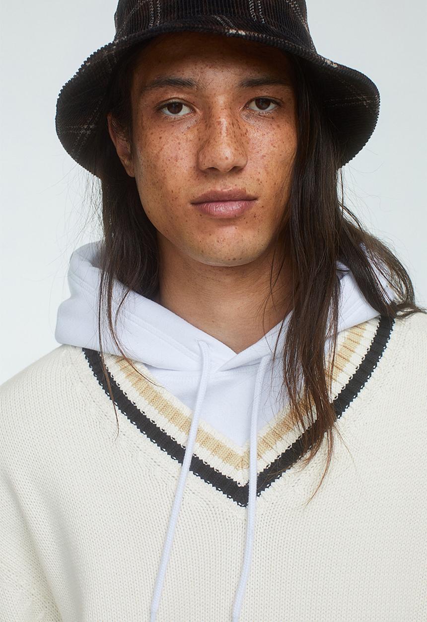 H&M - Relaxed fit cotton jumper - cream/black