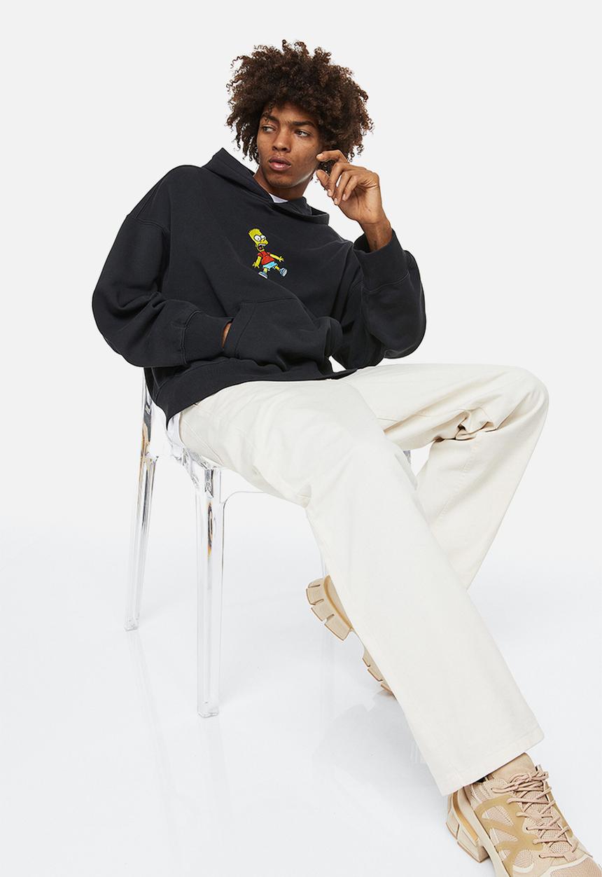 H&M - Oversized fit cotton hoodie - black/the simpsons