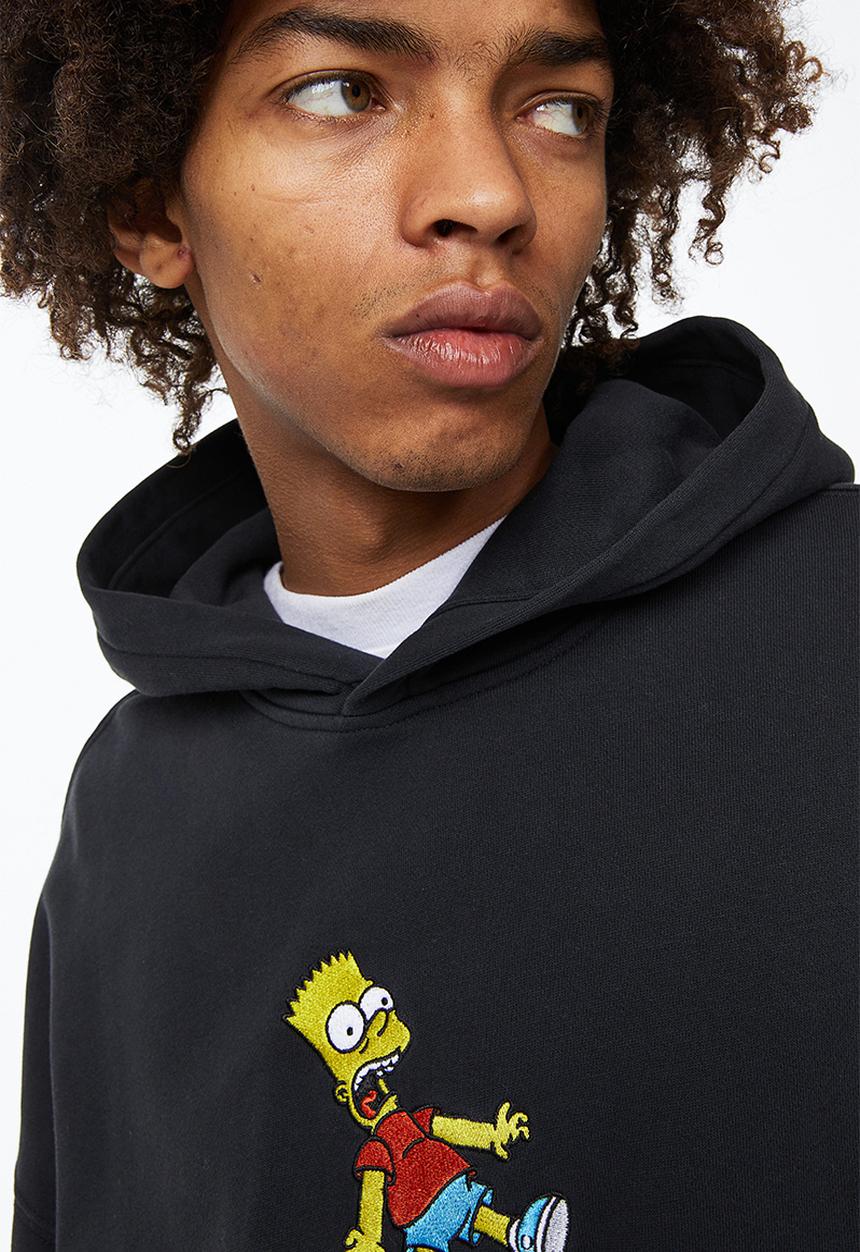 H&M - Oversized fit cotton hoodie - black/the simpsons