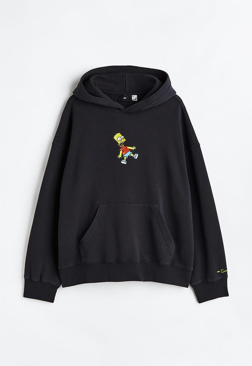 H&M - Oversized fit cotton hoodie - black/the simpsons