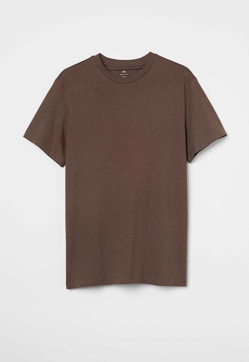 H&M - Regular fit round-neck T-shirt - brown