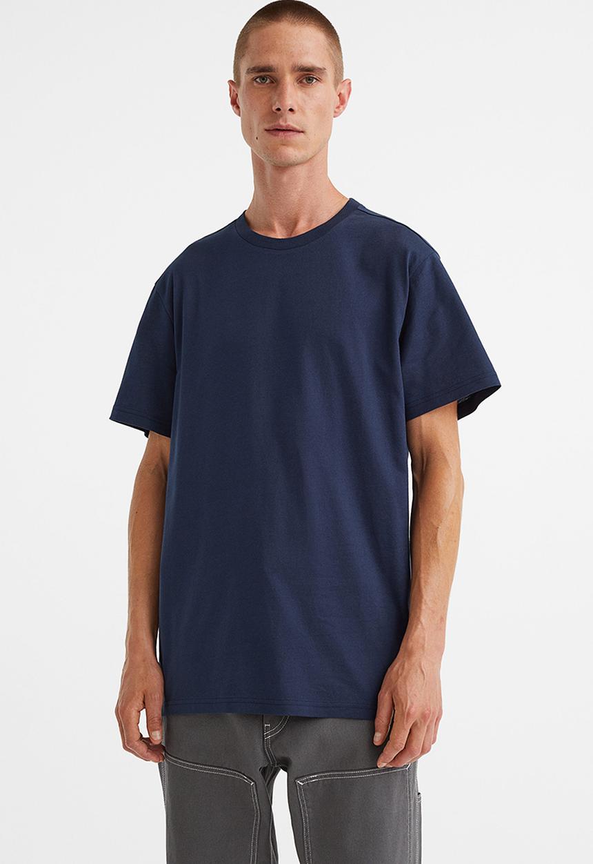 H&M - Regular fit round-neck T-shirt - dark blue