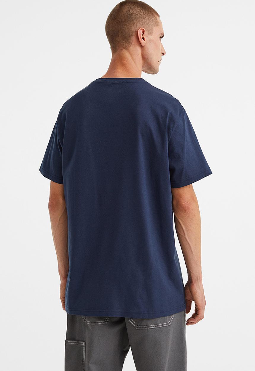 H&M - Regular fit round-neck T-shirt - dark blue
