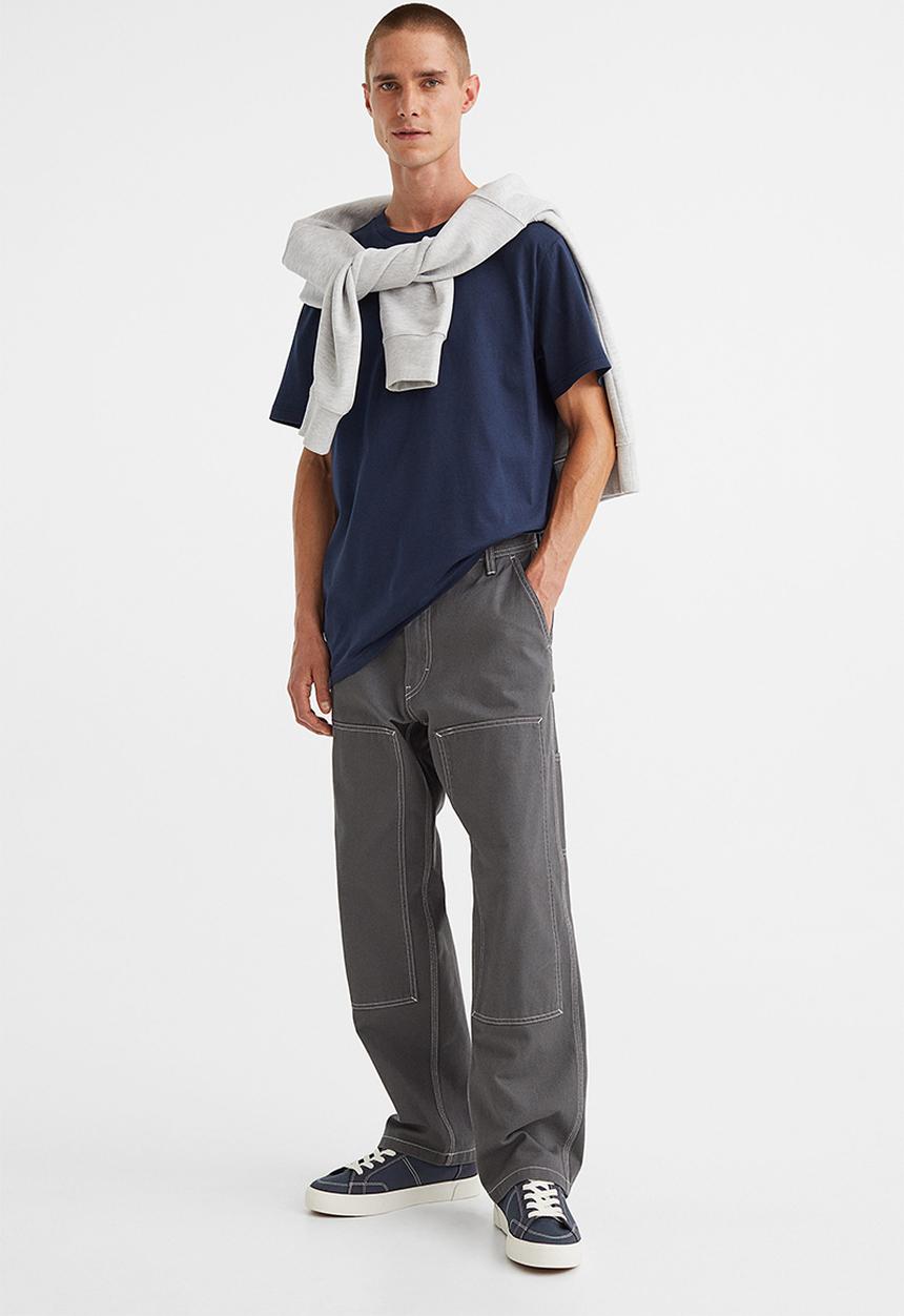 H&M - Regular fit round-neck T-shirt - dark blue